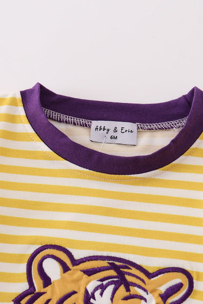 LSU Tiger Embroidered Yellow Stripe Boy Bubble