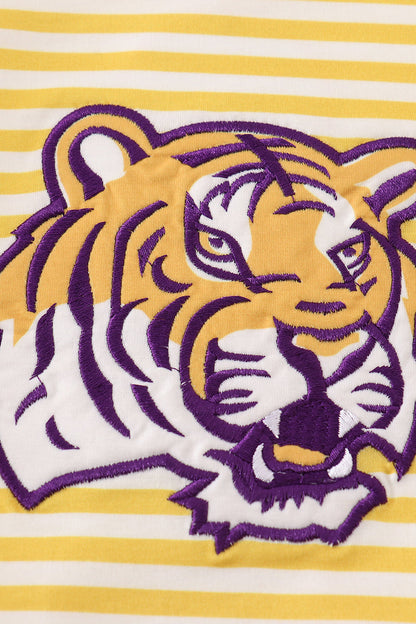 LSU Tiger Embroidered Yellow Stripe Boy Bubble