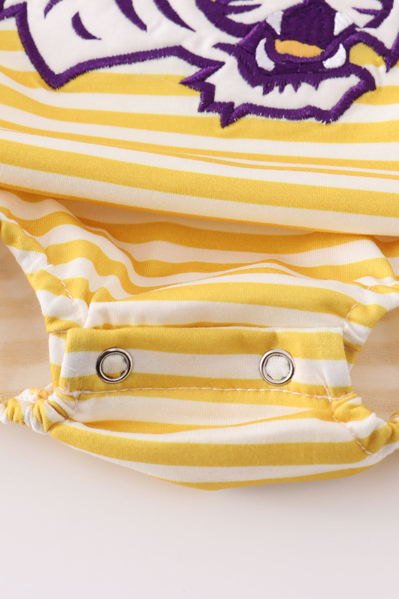 LSU Tiger Embroidered Yellow Stripe Boy Bubble