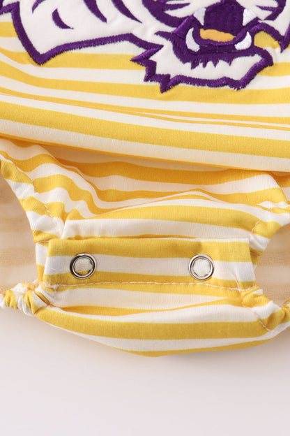 LSU Tiger Embroidered Yellow Stripe Boy Bubble