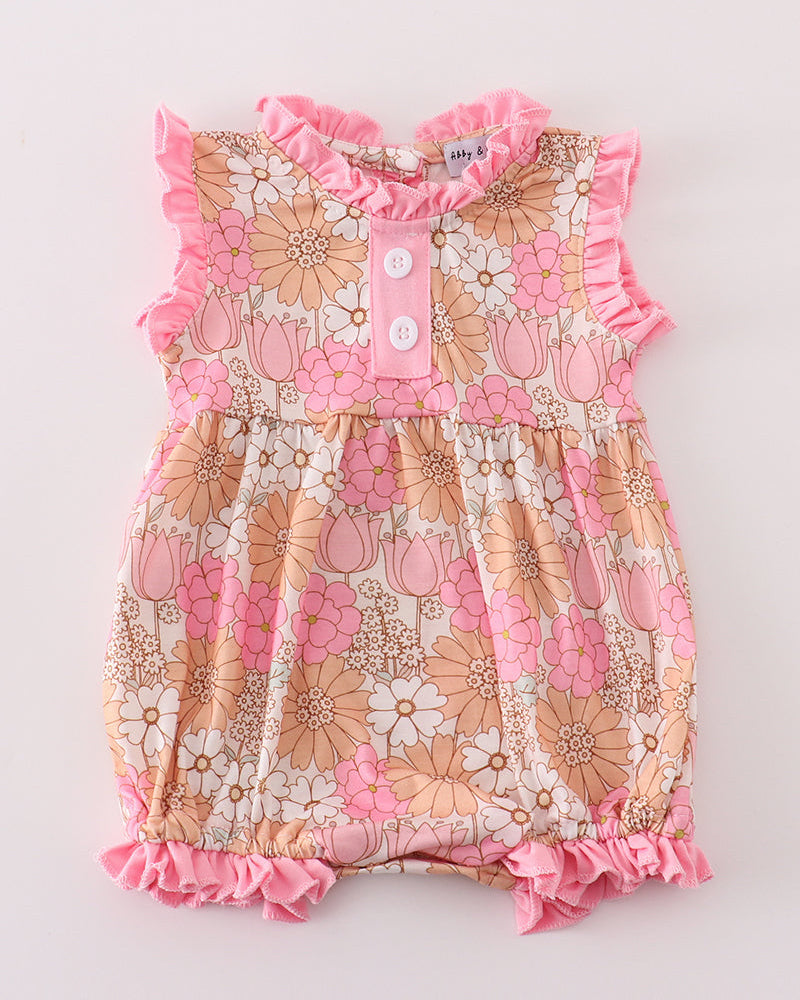 Retro Floral Ruffle Girl Bubble