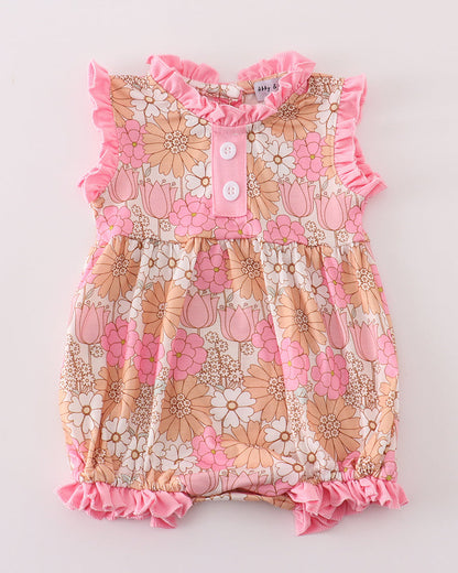 Retro Floral Ruffle Girl Bubble