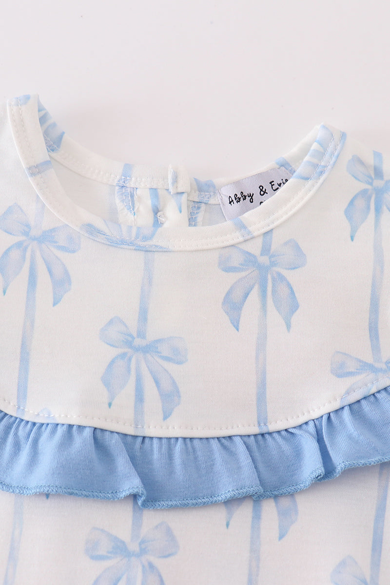 Coquette Blue Bow Ruffle Girl Bloomers Set