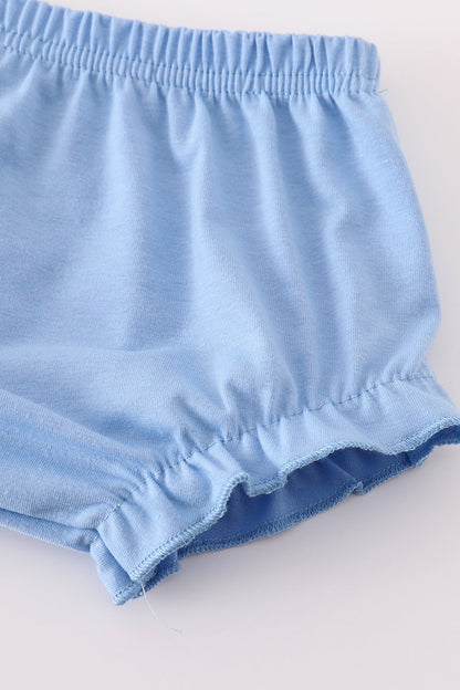 Coquette Blue Bow Ruffle Girl Bloomers Set