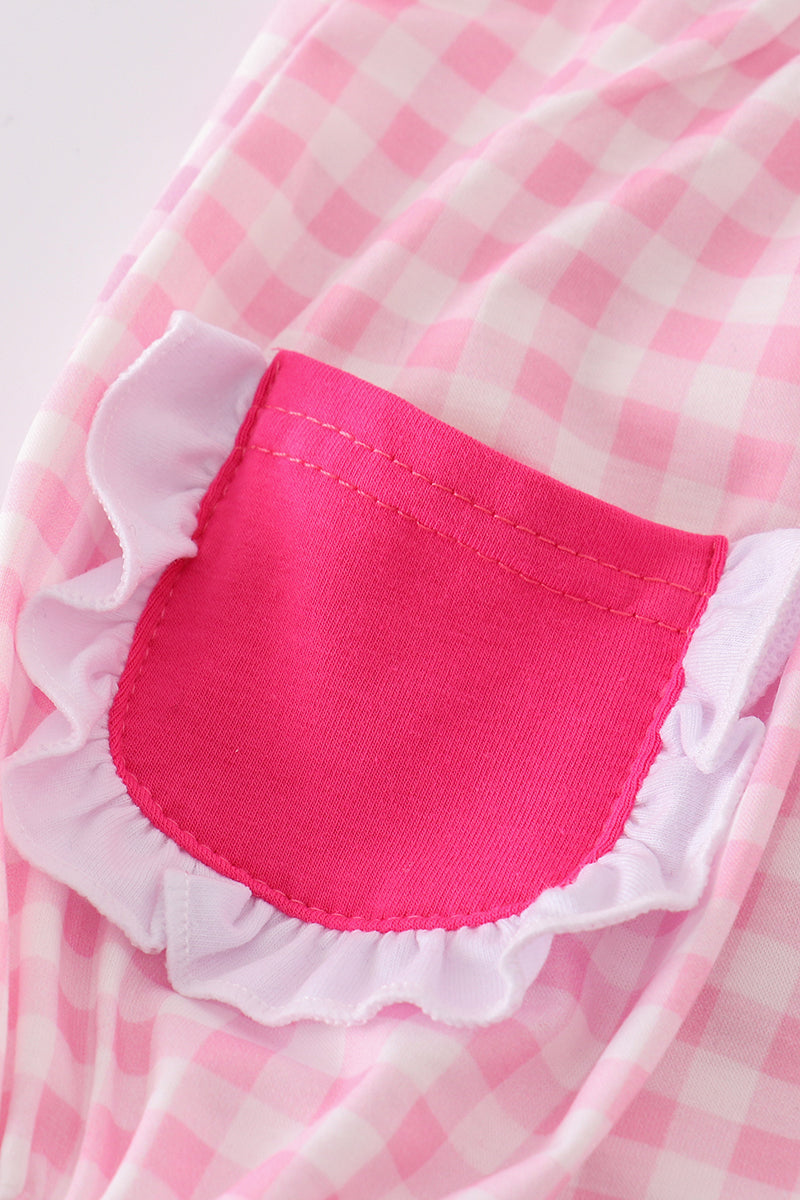 Barbie Embroidered Pink Gingham Girl Bubble