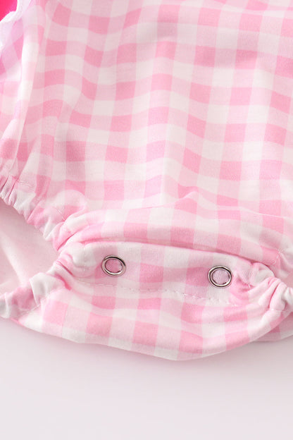 Barbie Embroidered Pink Gingham Girl Bubble