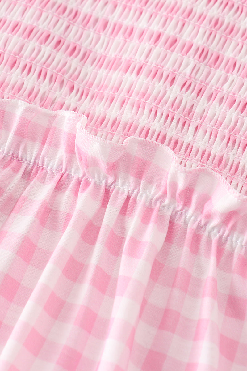 Pink Gingham Smocked Women’s Dress