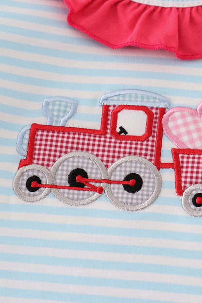 Valentine Heart Train Applique Girl Bloomer Set