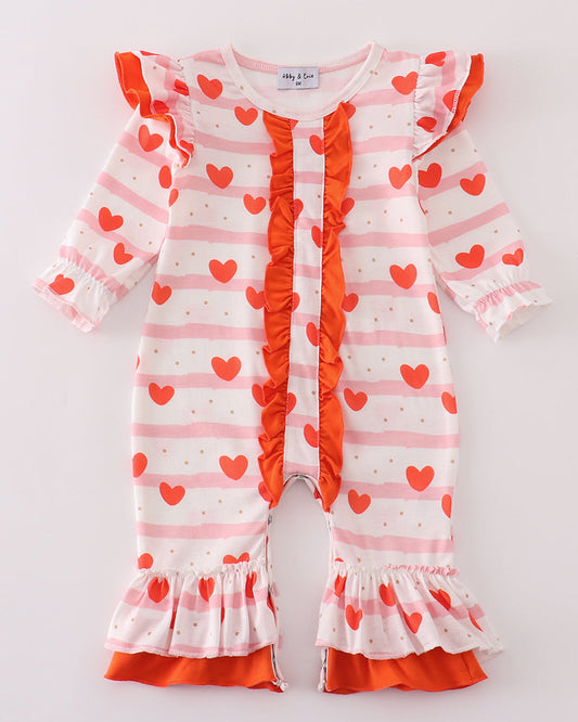 Valentine Heart Print Girl Romper