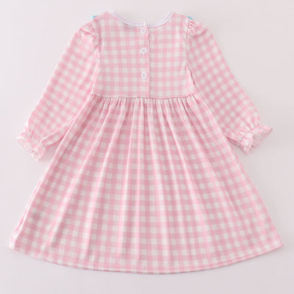 Cupid’s Cargo Embroidered Pink Plaid Dress