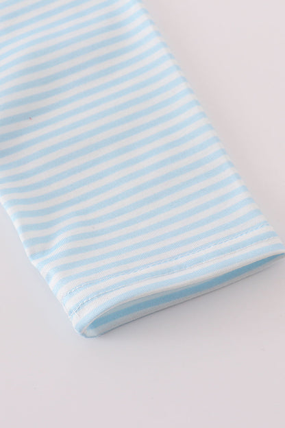 French Knot Hearts Blue Stripe Boy Top