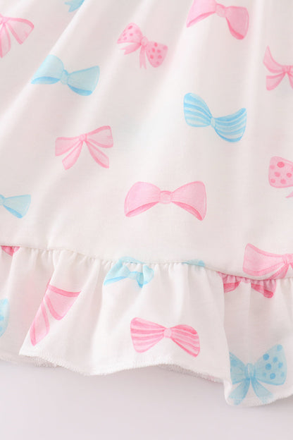 Sweet Bow Embroidered Pink Girl Pants Set