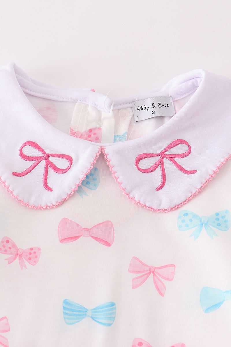 Sweet Bow Print Girl Pants Set