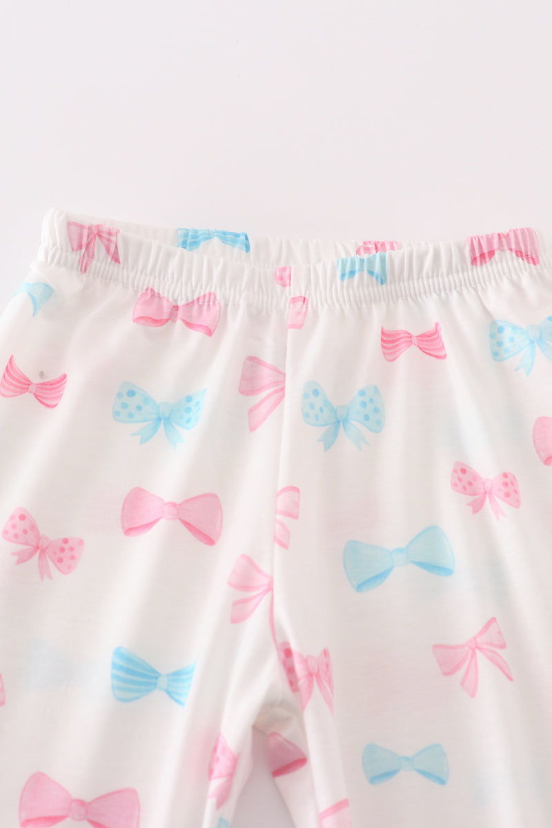 Sweet Bow Print Girl Pants Set