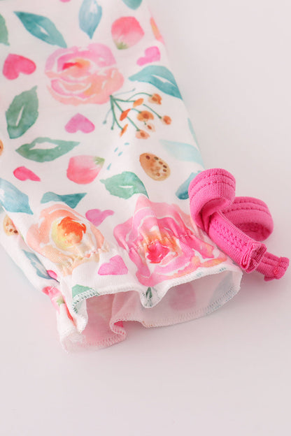 Macey Pink Floral Girl Bloomers Set