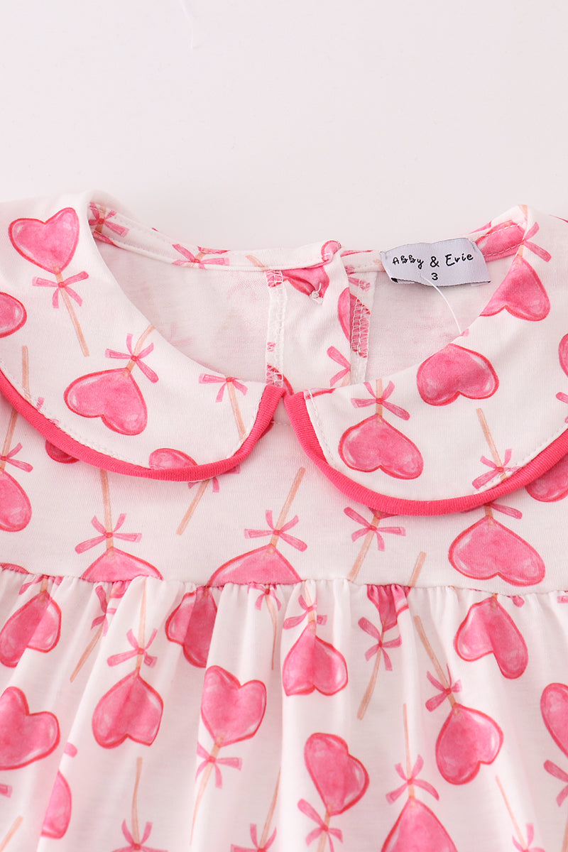 Pink Lollipop Heart Print Girl Pants Set