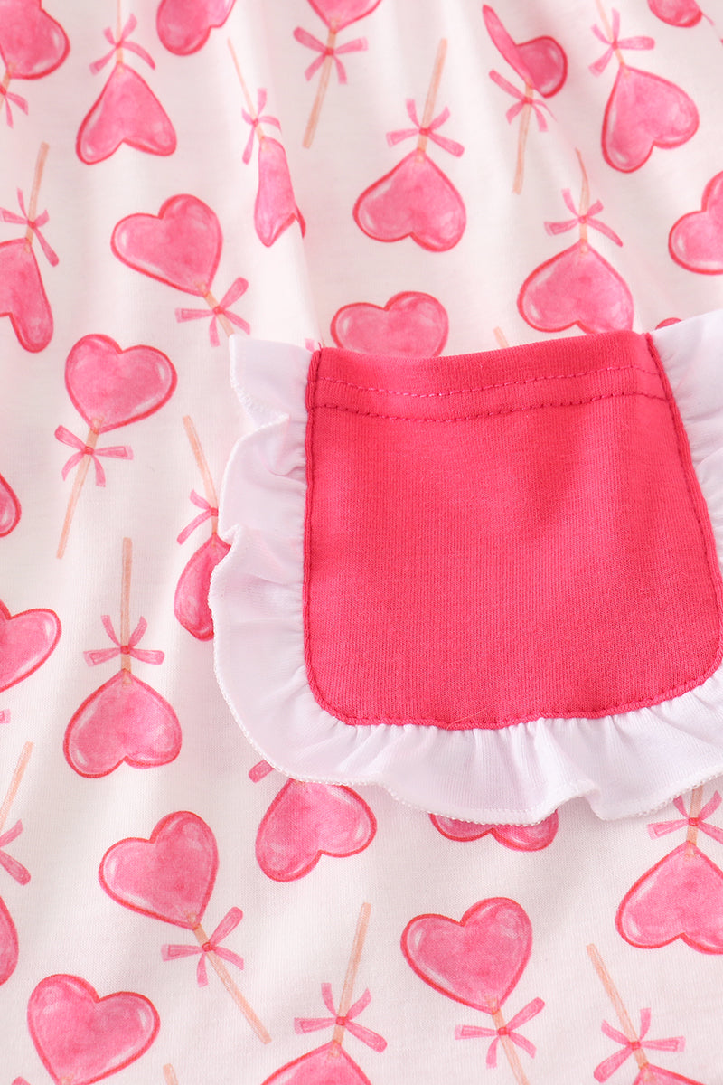 Pink Lollipop Heart Print Girl Pants Set