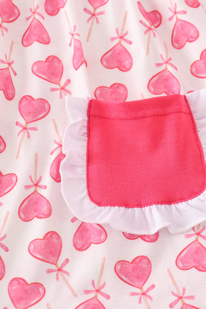 Pink Lollipop Heart Print Girl Pants Set