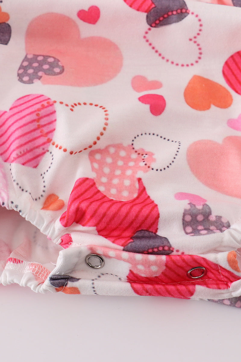 Valentine Heart Print Pink Ruffle Girl Bubble