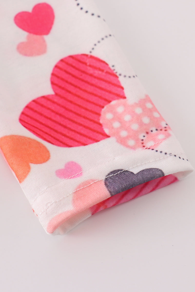 Valentine Heart Print Pink Ruffle Girl Bubble