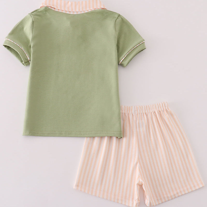 Dawson Sage Stripe Boy Shorts Set