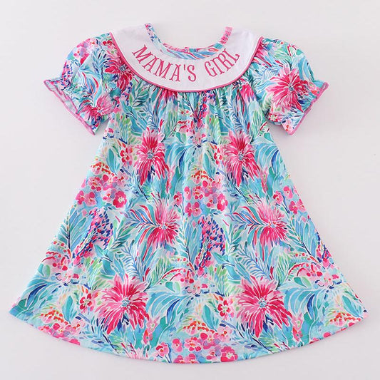 Pink Floral Bliss Mama's Girl Embroidered Dress