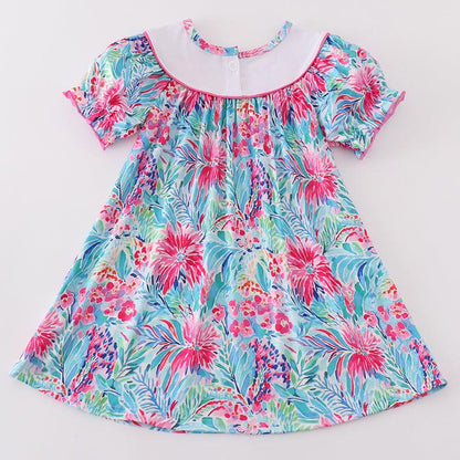 Pink Floral Bliss Mama's Girl Embroidered Dress