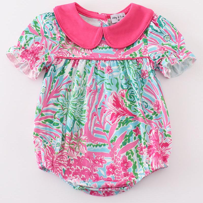 Pink Palm Paradise Print Girl Bubble