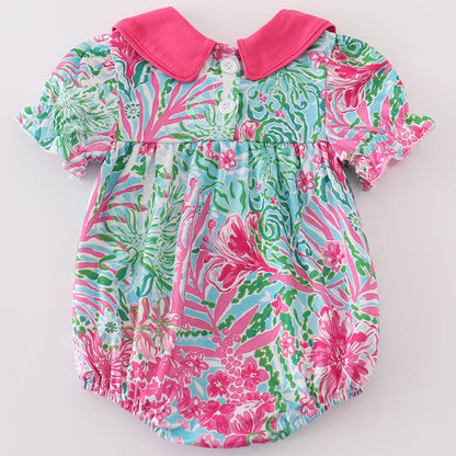 Pink Palm Paradise Print Girl Bubble