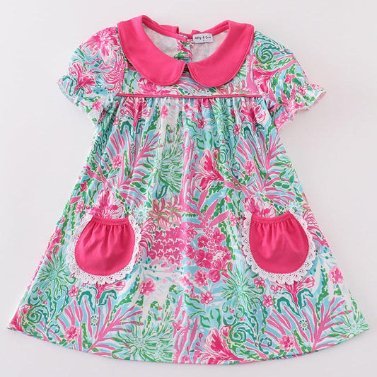 Pink Palm Paradise Print Dress