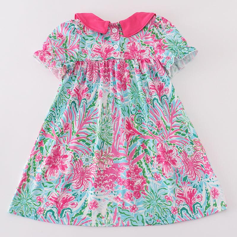 Pink Palm Paradise Print Dress