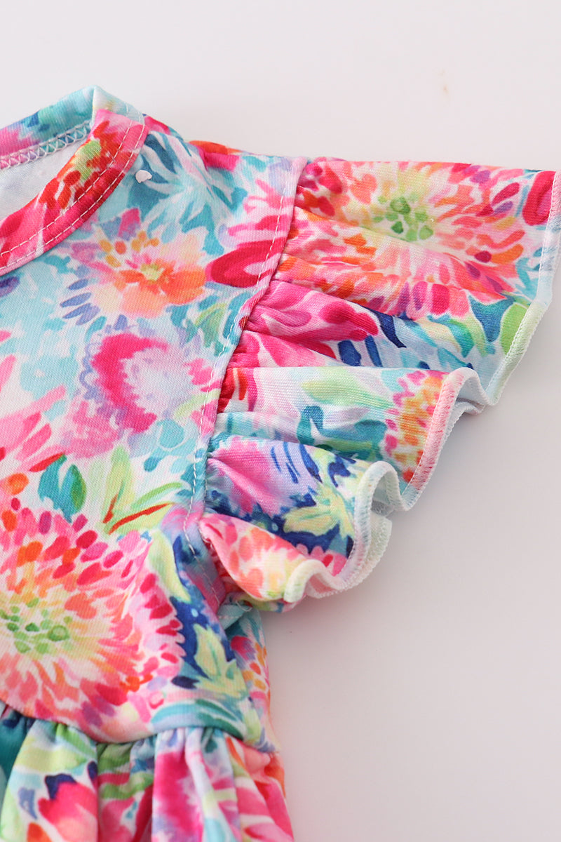 Tropical Bloom Print Girl Bloomers Set