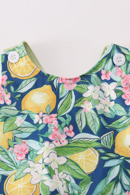 Green Lemon Print Girl Bloomers Set