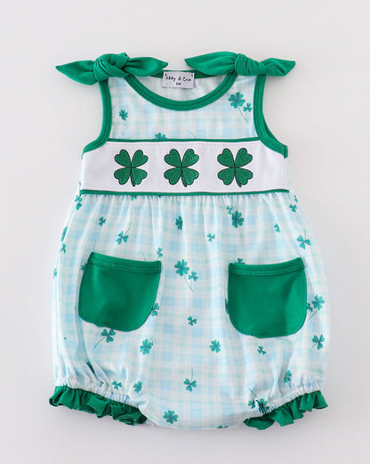 Lucky Clover Embroidered Green Girl Bubble