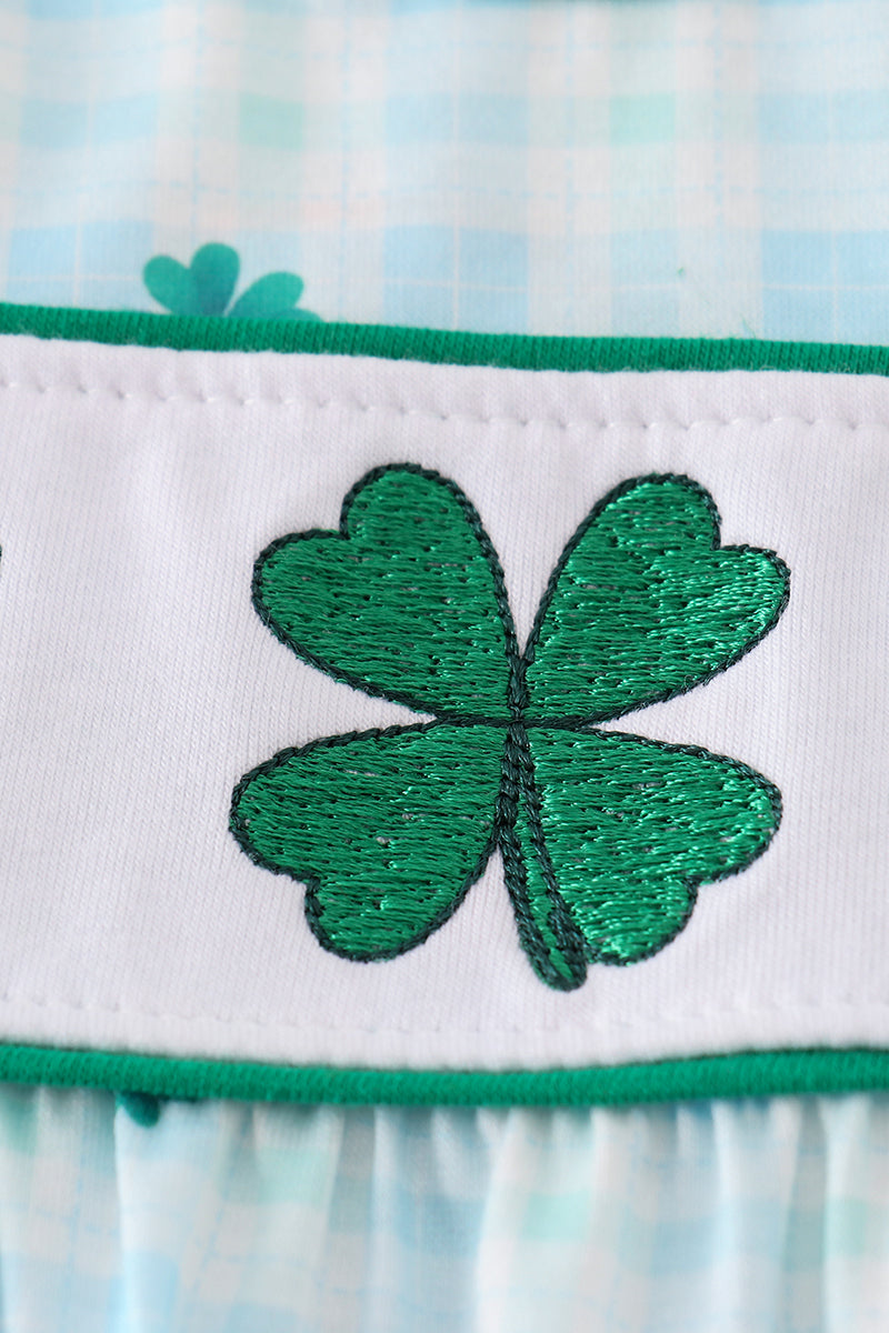 Lucky Clover Embroidered Green Girl Bubble