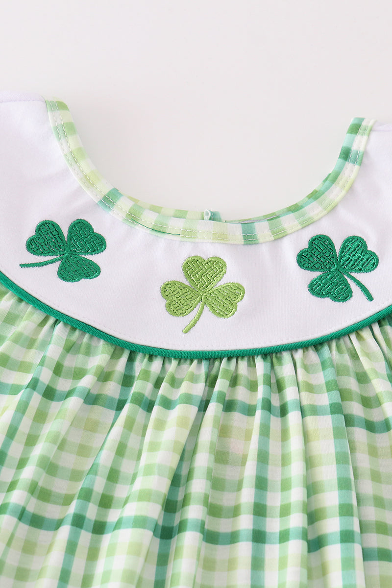 Lucky Clovers Embroidered Green Girl Pants Set