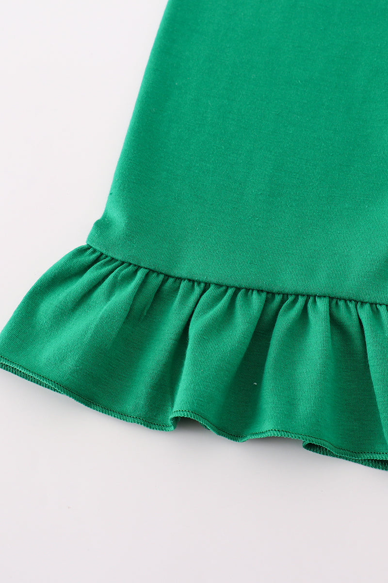 Lucky Clovers Embroidered Green Girl Pants Set