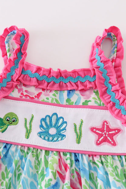 Green Island Breeze Embroidered Girl Bloomers Set