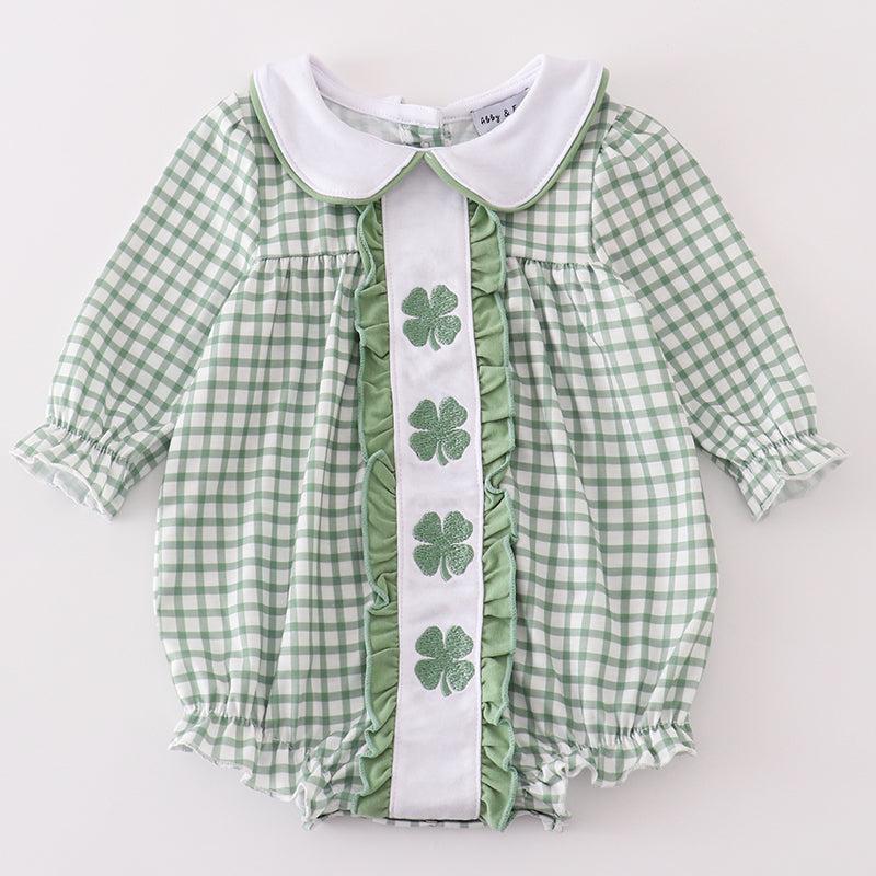 Green Clover Embroidered Girl Bubble