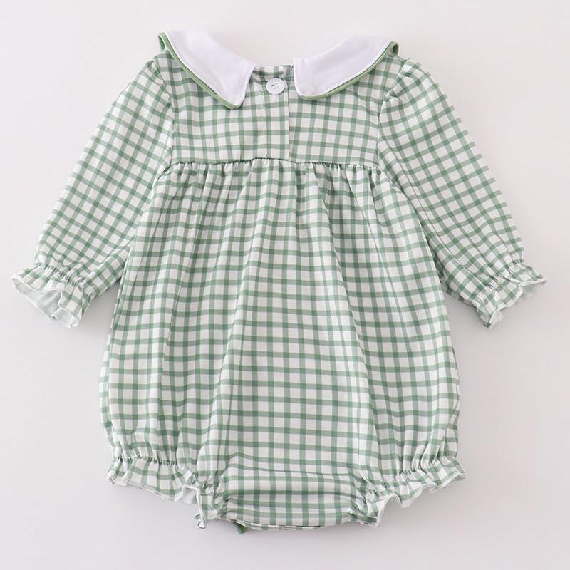 Green Clover Embroidered Girl Bubble