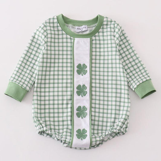 Green Clover Embroidered Boy Bubble