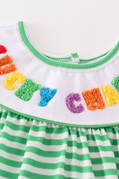 Lucky Charm French Knot Green Stripe Girl Bubble