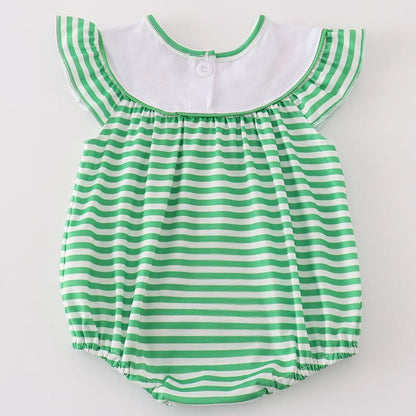 Lucky Charm French Knot Green Stripe Girl Bubble