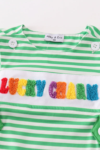 Lucky Charm French Knot Green Stripe Boy JonJon