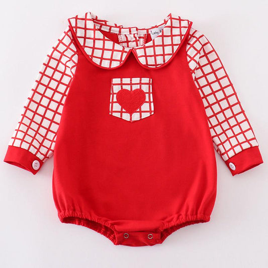 Red Valentine Heart Embroidered Boy Bubble