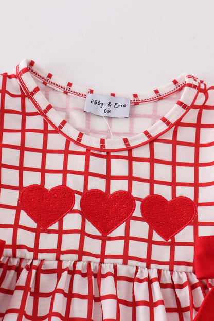 Red Valentine Heart Embroidered Girl Bloomers Set