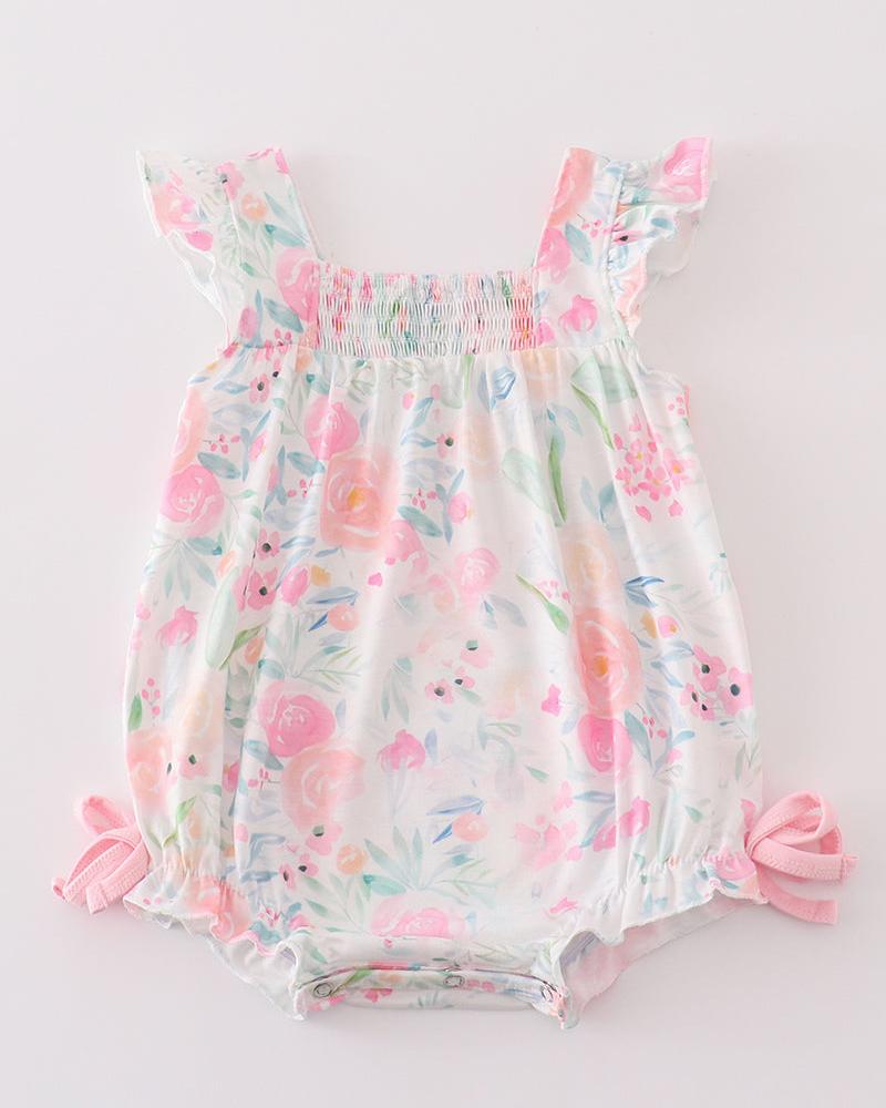 Pink Pastel Meadow Print Girl Bubble