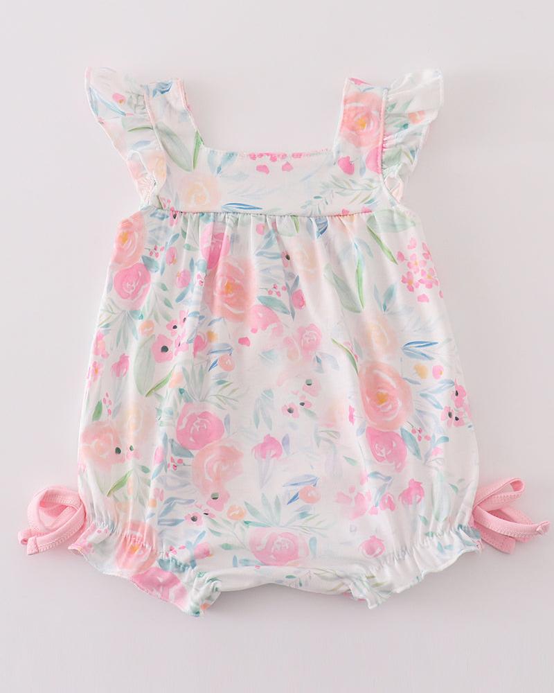 Pink Pastel Meadow Print Girl Bubble