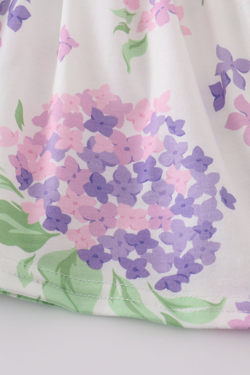 Purple Hydrangea Print Girl Bloomers Set