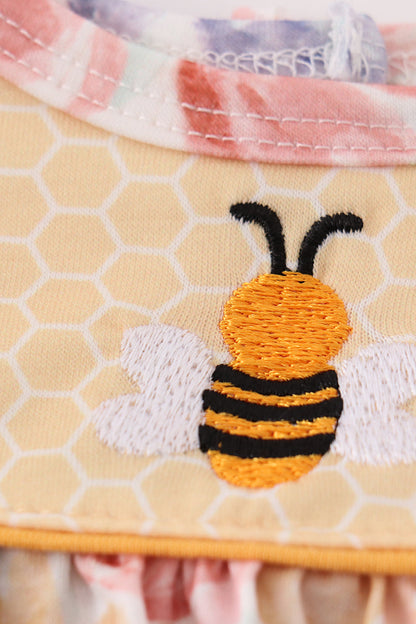 Honey Bee Embroidered Floral Girl Bubble